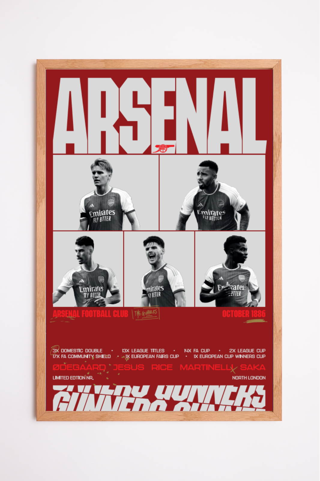 Arsenal FC - Collectible poster Red limited to 999