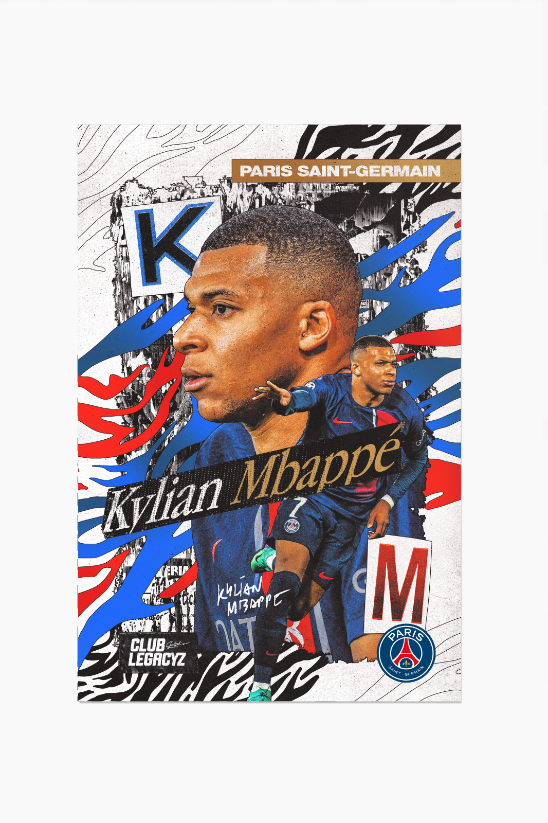 Football Poster, Kylian Mbappe, PSG, DIGITAL Poster