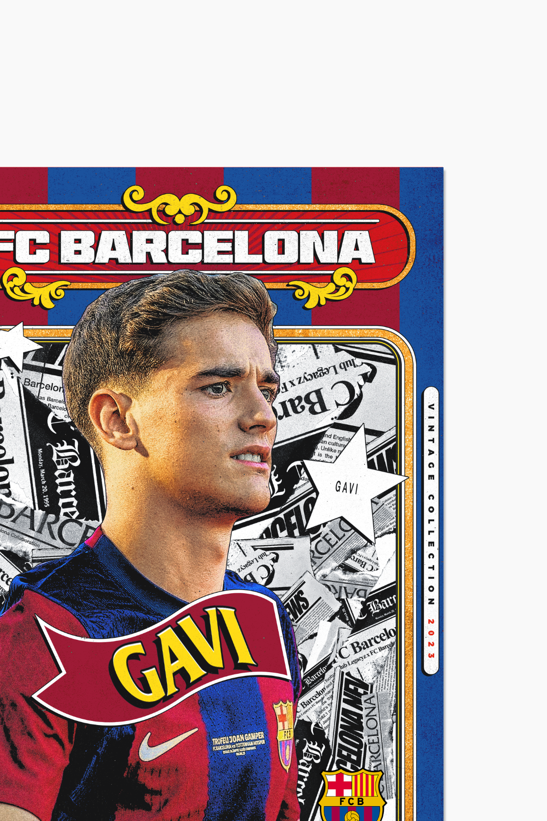 FC Barcelona - Gavi Retro Poster limited to 100