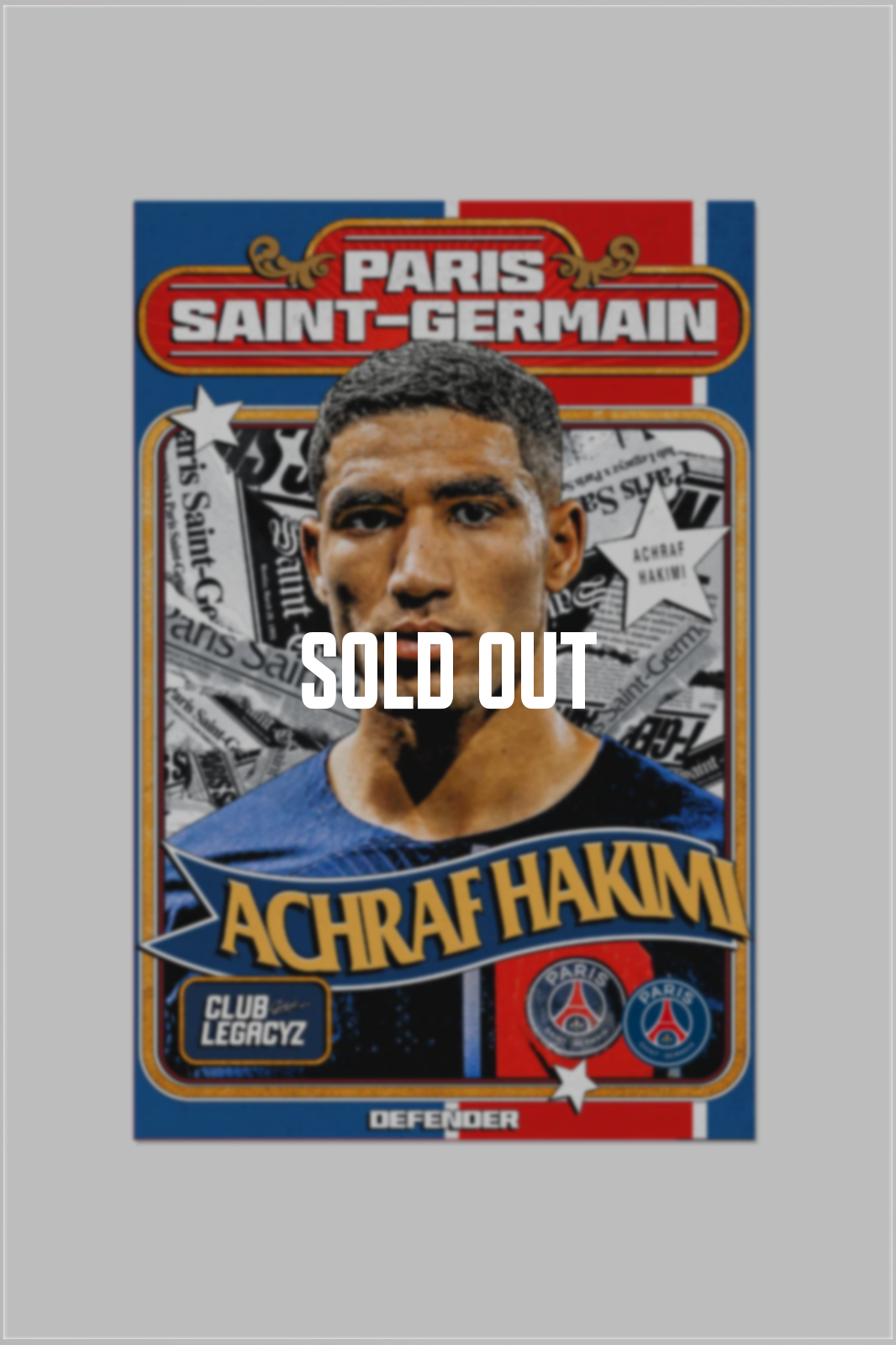 Paris Saint-Germain - Póster Retro Achraf Hakimi 100 ejemplares