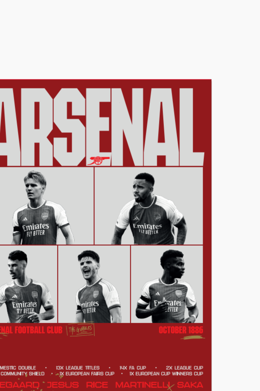 Arsenal FC - Póster coleccionable Rojo 999 ejemplares