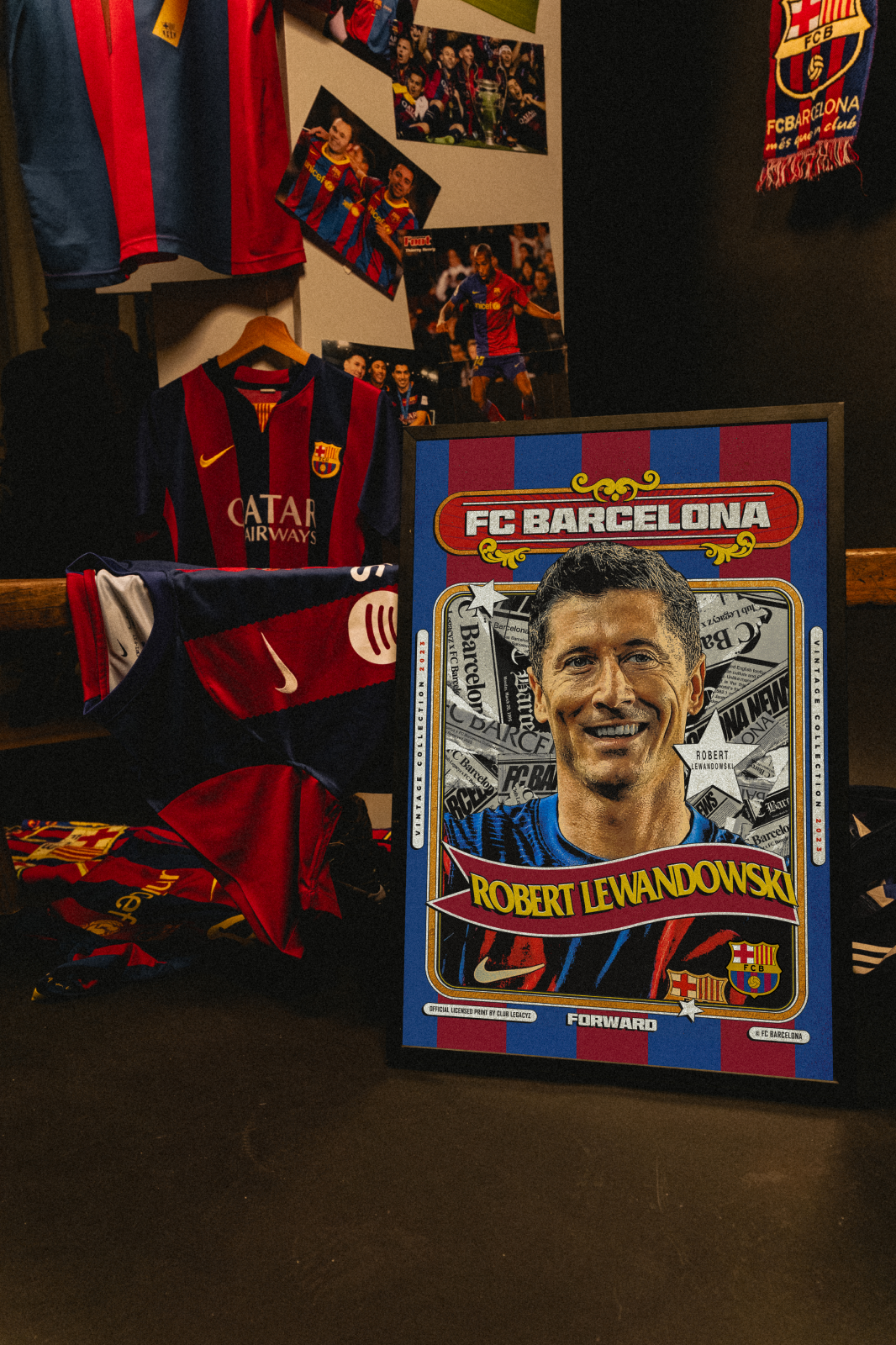 FC Barcelone - Poster Retro Robert Lewandowski 100 exemplaires