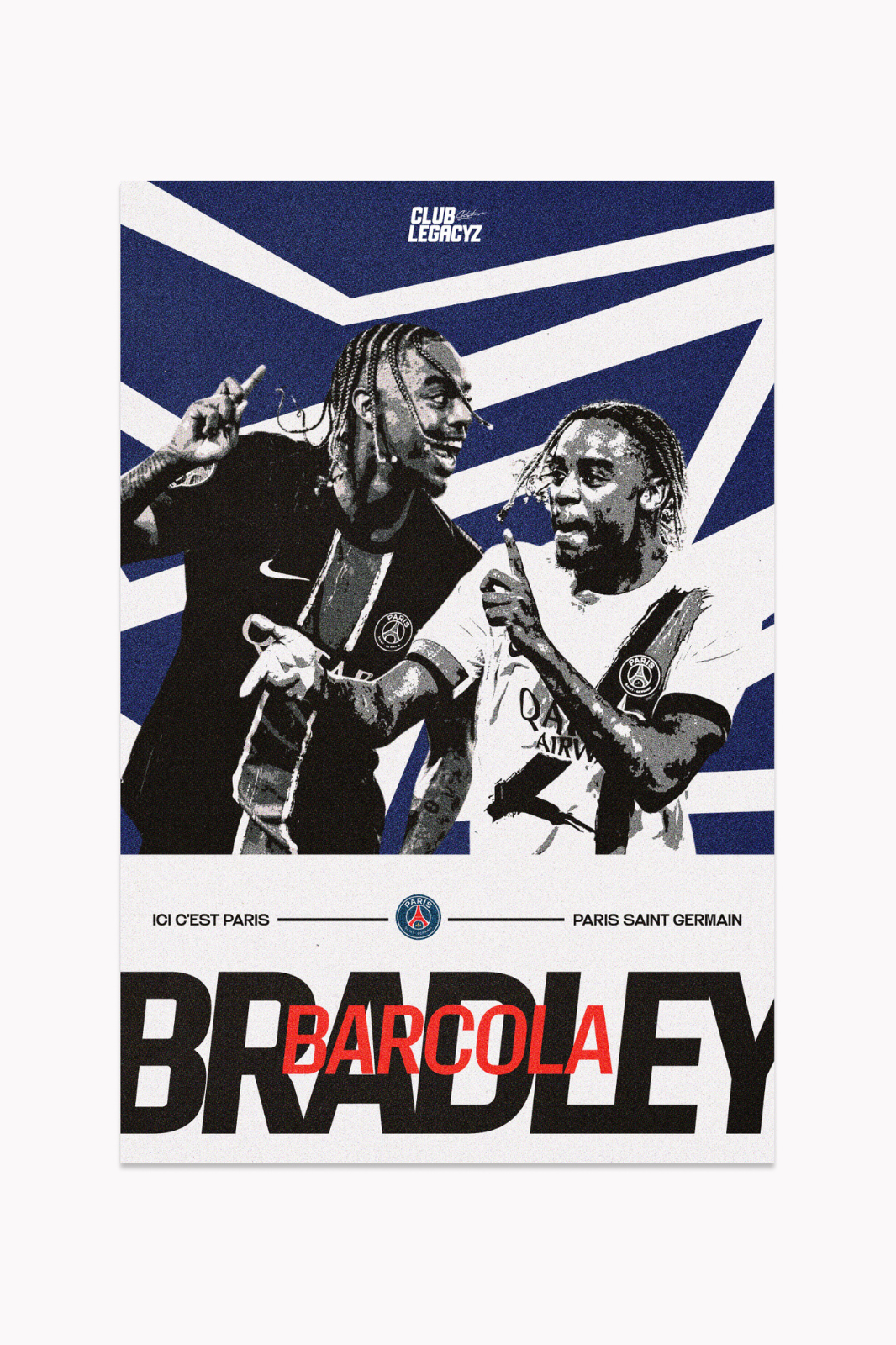 Paris Saint-Germain - Póster Black & White Bradley Barcola 100 ejemplares