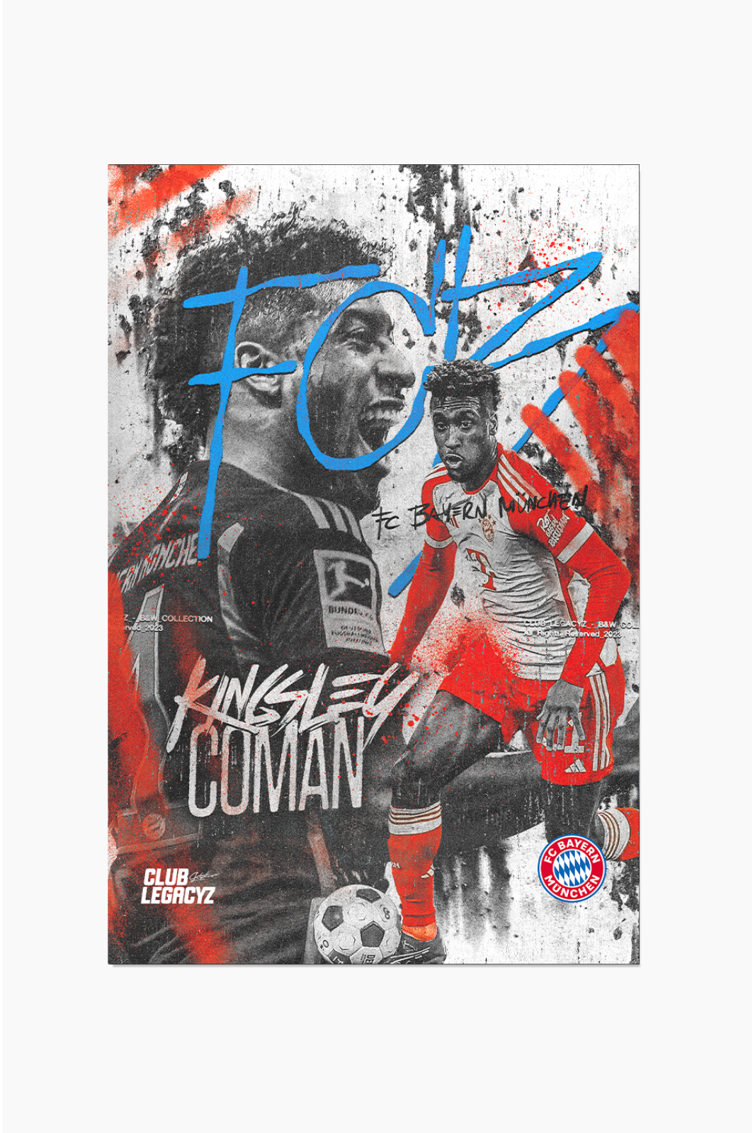FC Bayern München - Kingsley Coman Black & White Poster limited to 100