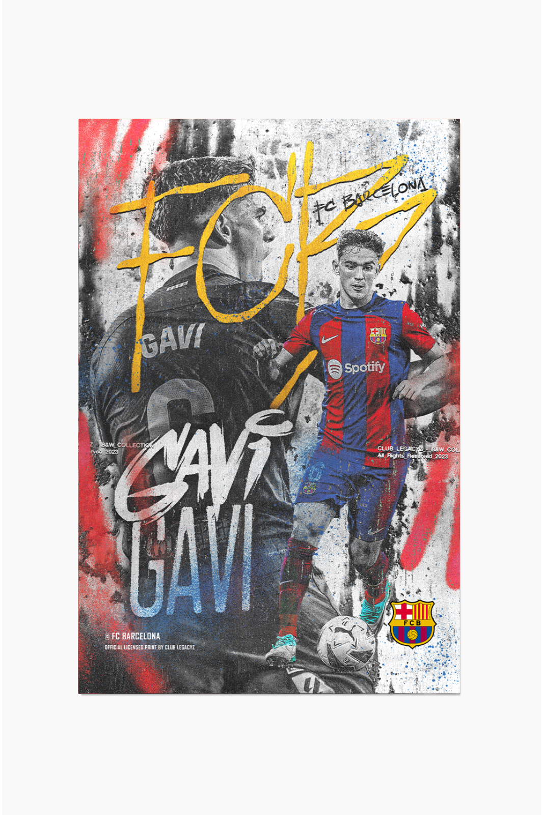 FC Barcelona - Poster Black & White Gavi 100 exemplaires
