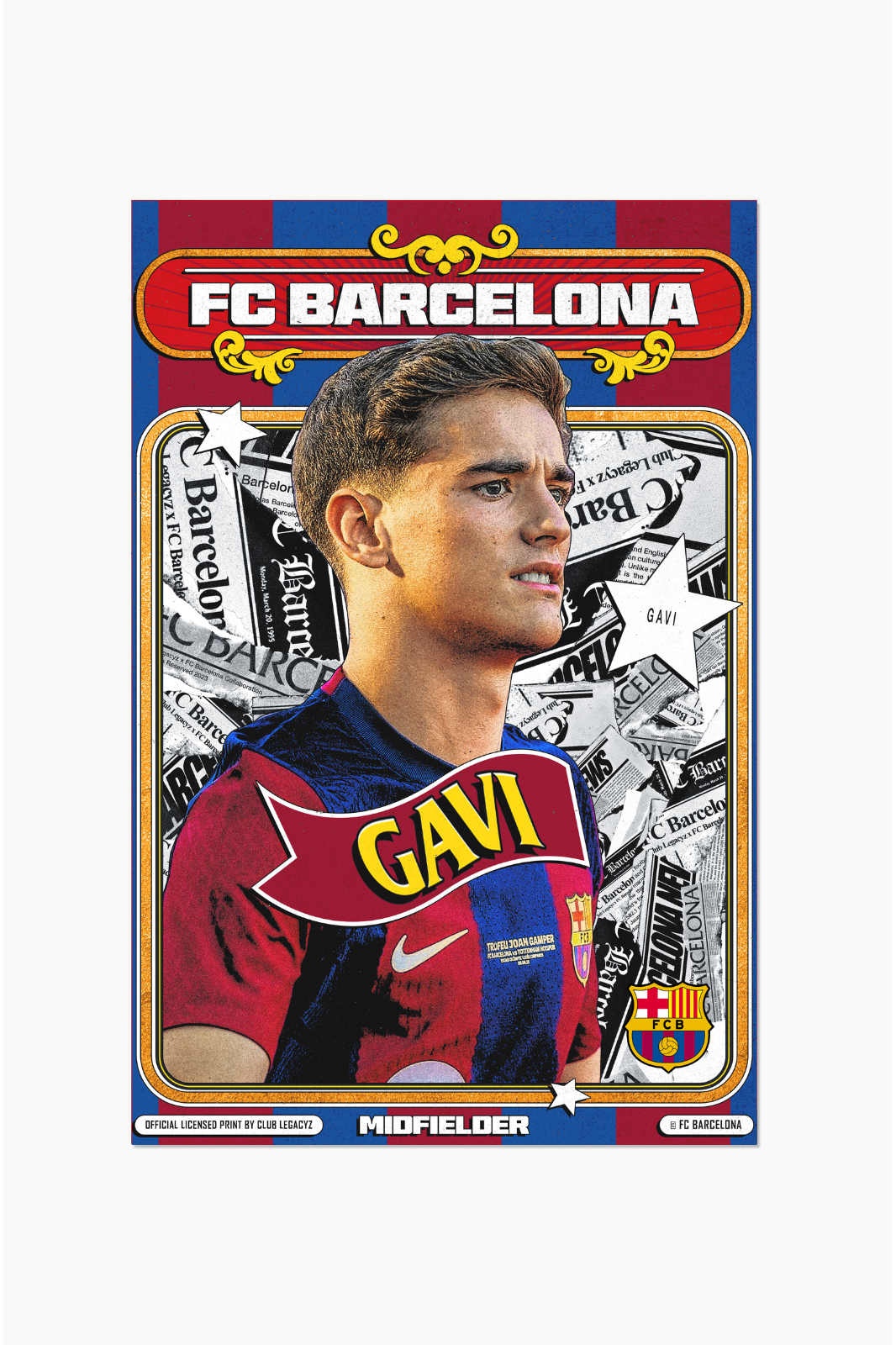 FC Barcelone - Poster Retro Gavi 100 exemplaires