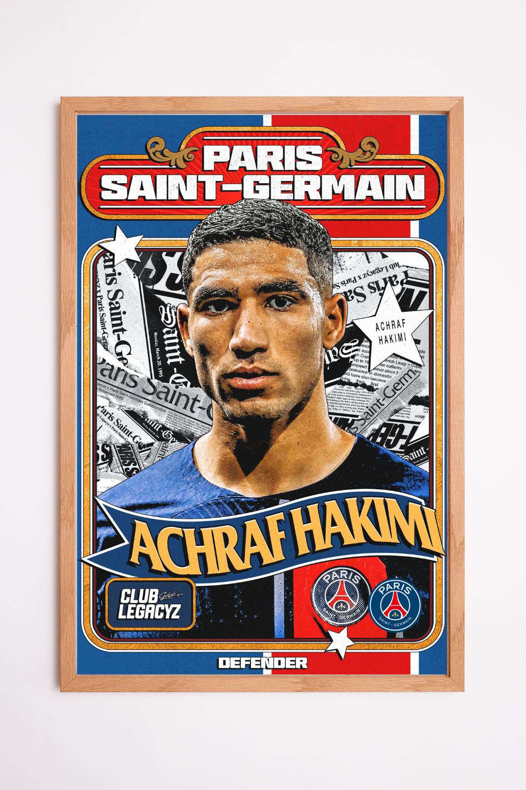 Paris Saint-Germain - Achraf Hakimi Retro Poster limited to 100