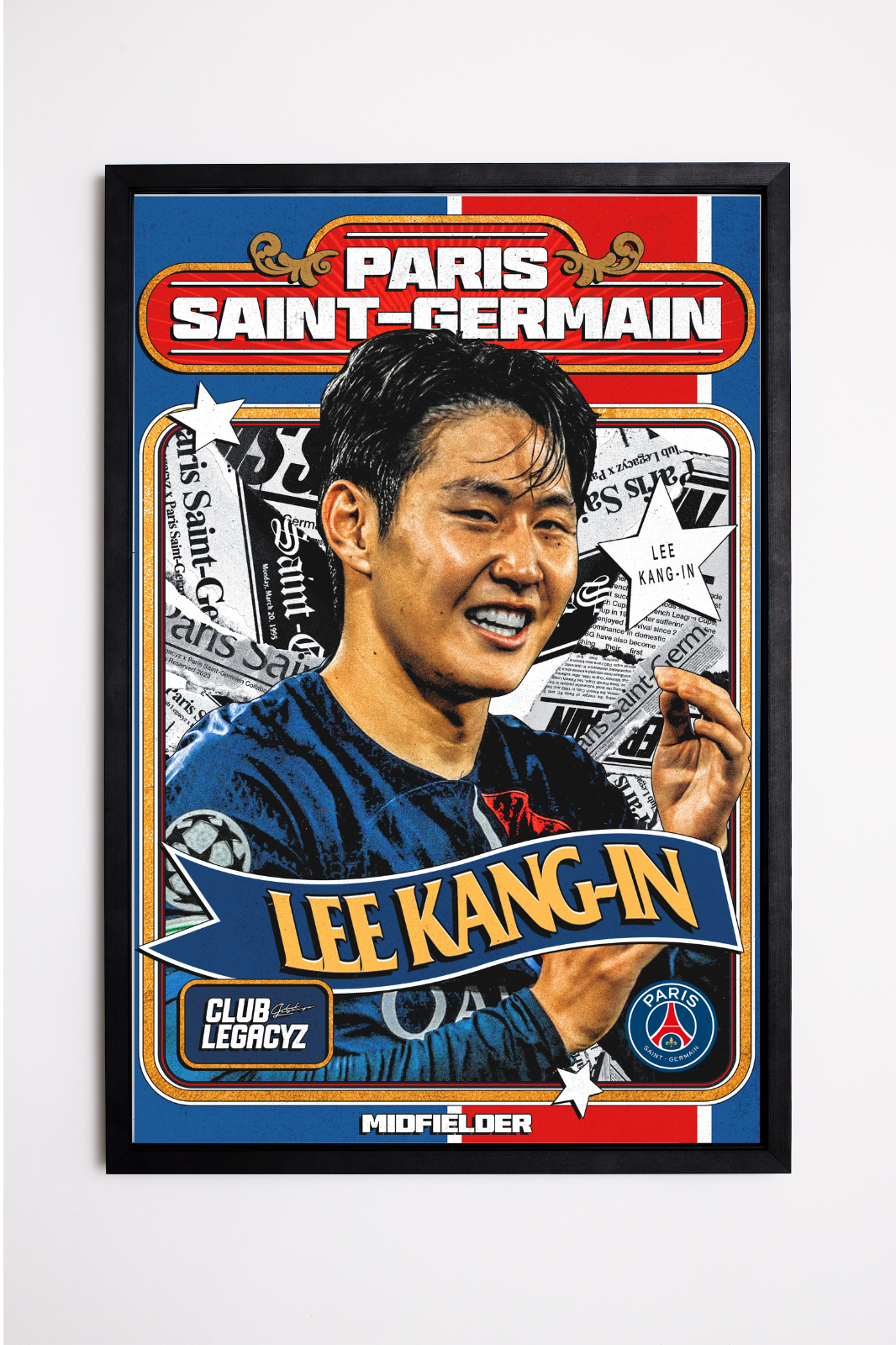 Paris Saint-Germain - Lee Kang-in Retro Poster limited to 100