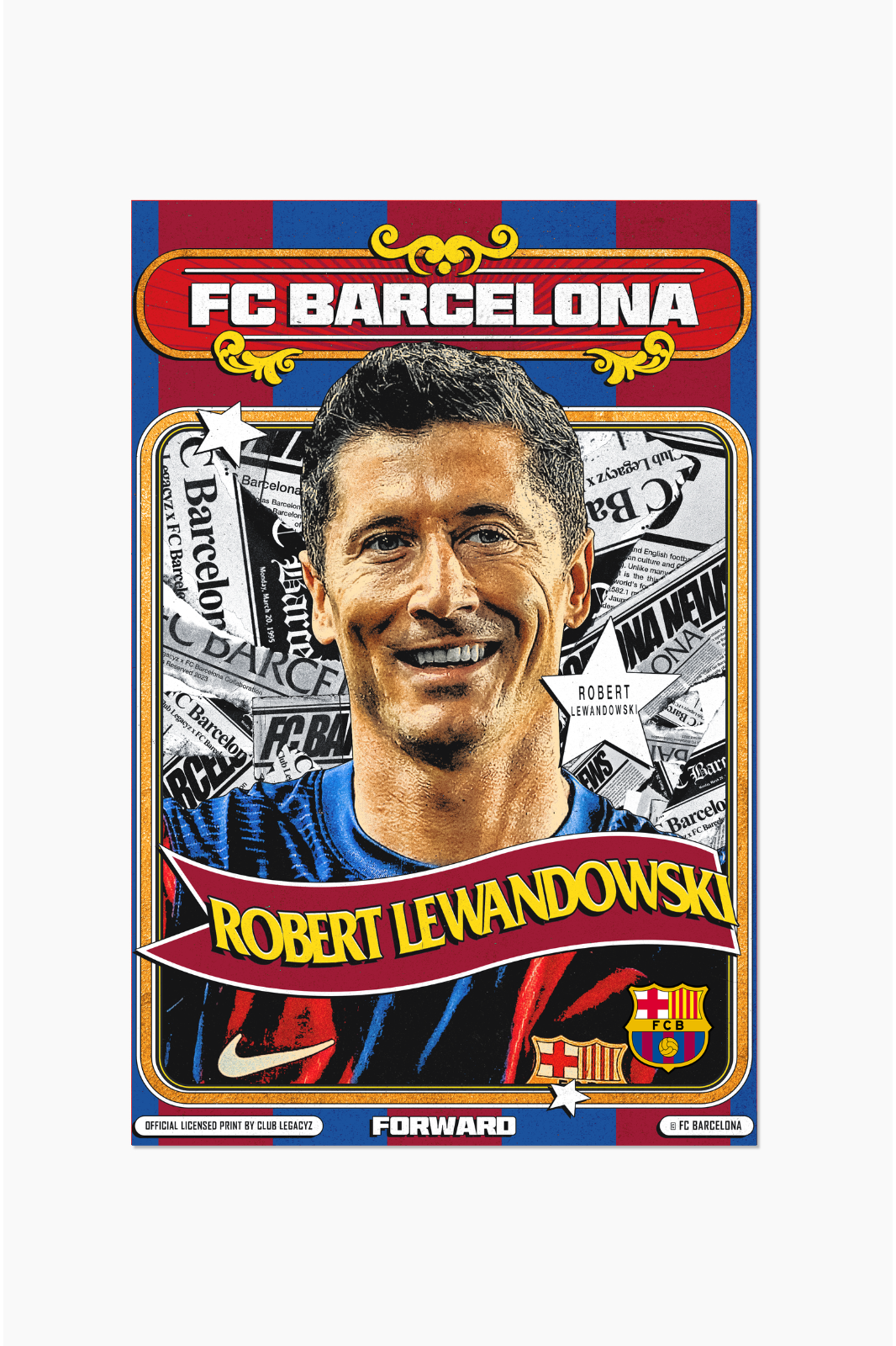 FC Barcelona - Póster Retro Robert Lewandowski 100 ejemplares