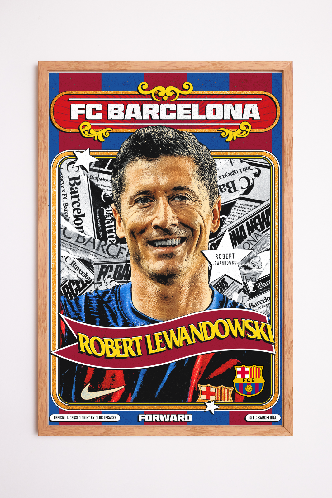 FC Barcelona - Robert Lewandowski Retro Poster limited to 100