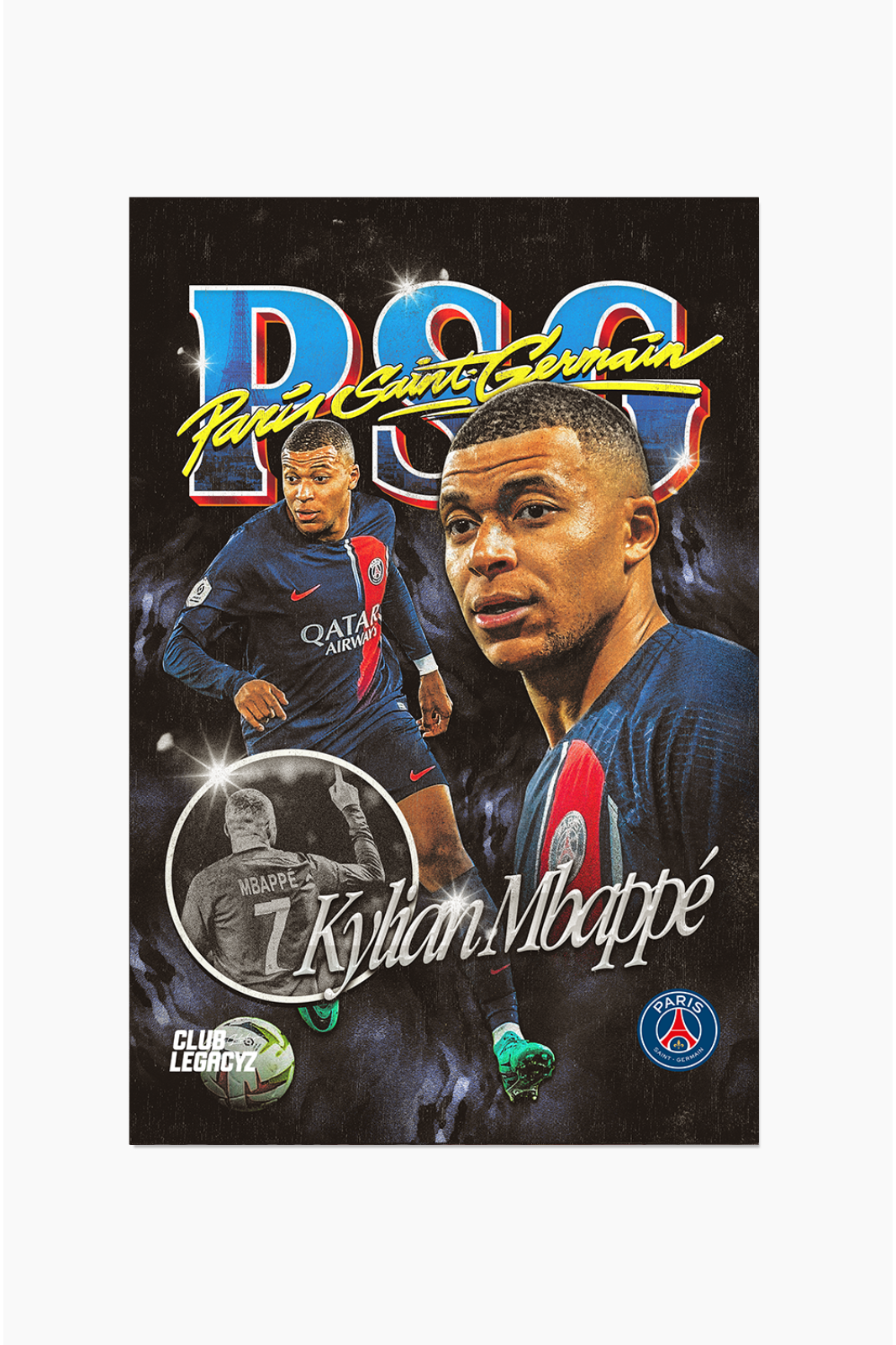 Paris Saint-Germain - Póster Bootleg Kylian Mbappé 100 ejemplares