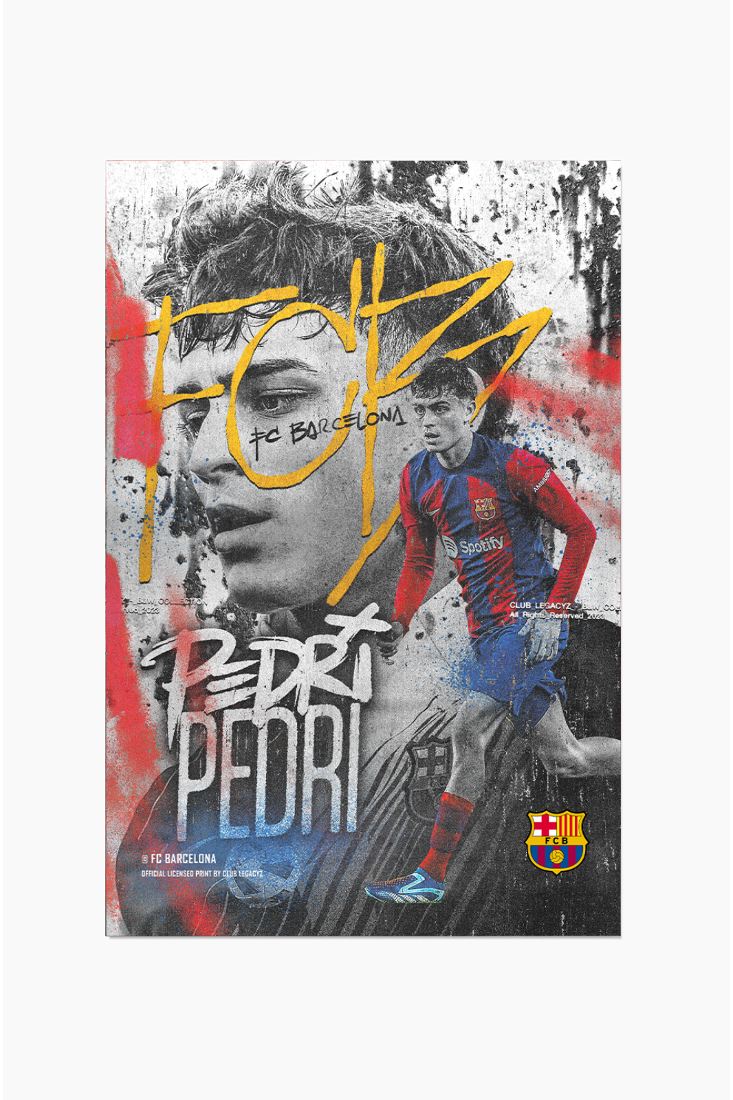 FC Barcelone - Poster Black & White Pedri 100 exemplaires