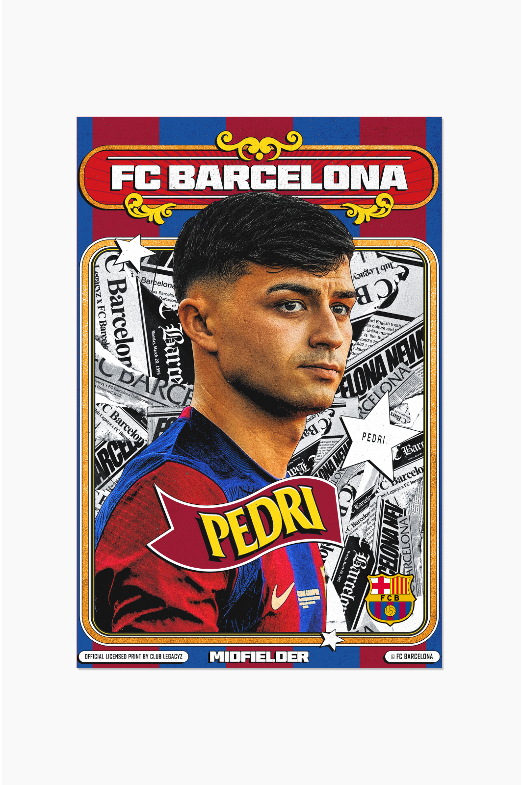 FC Barcelona - Póster Retro Pedri 100 ejemplares