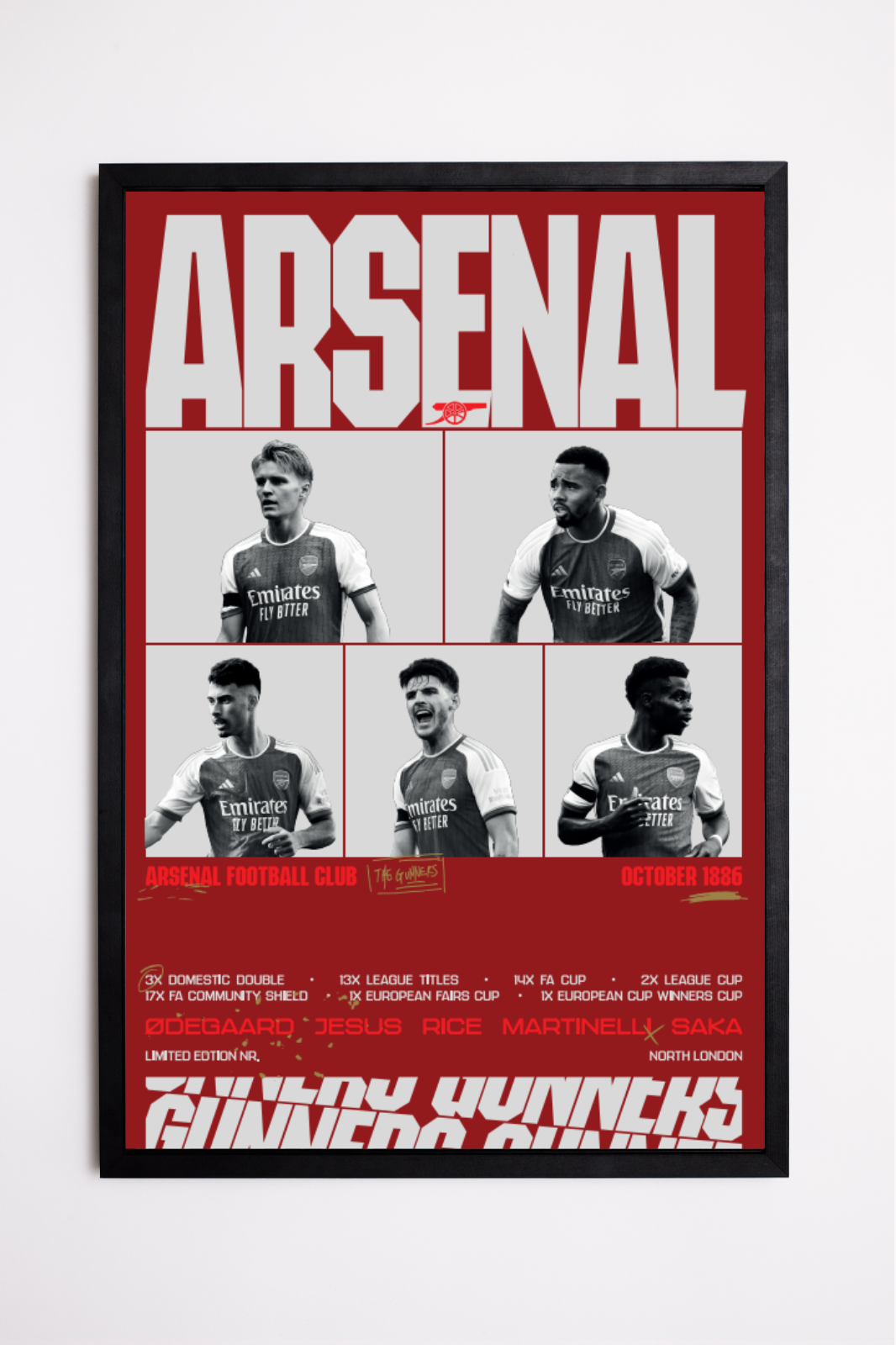 Arsenal FC - Póster coleccionable Rojo 999 ejemplares
