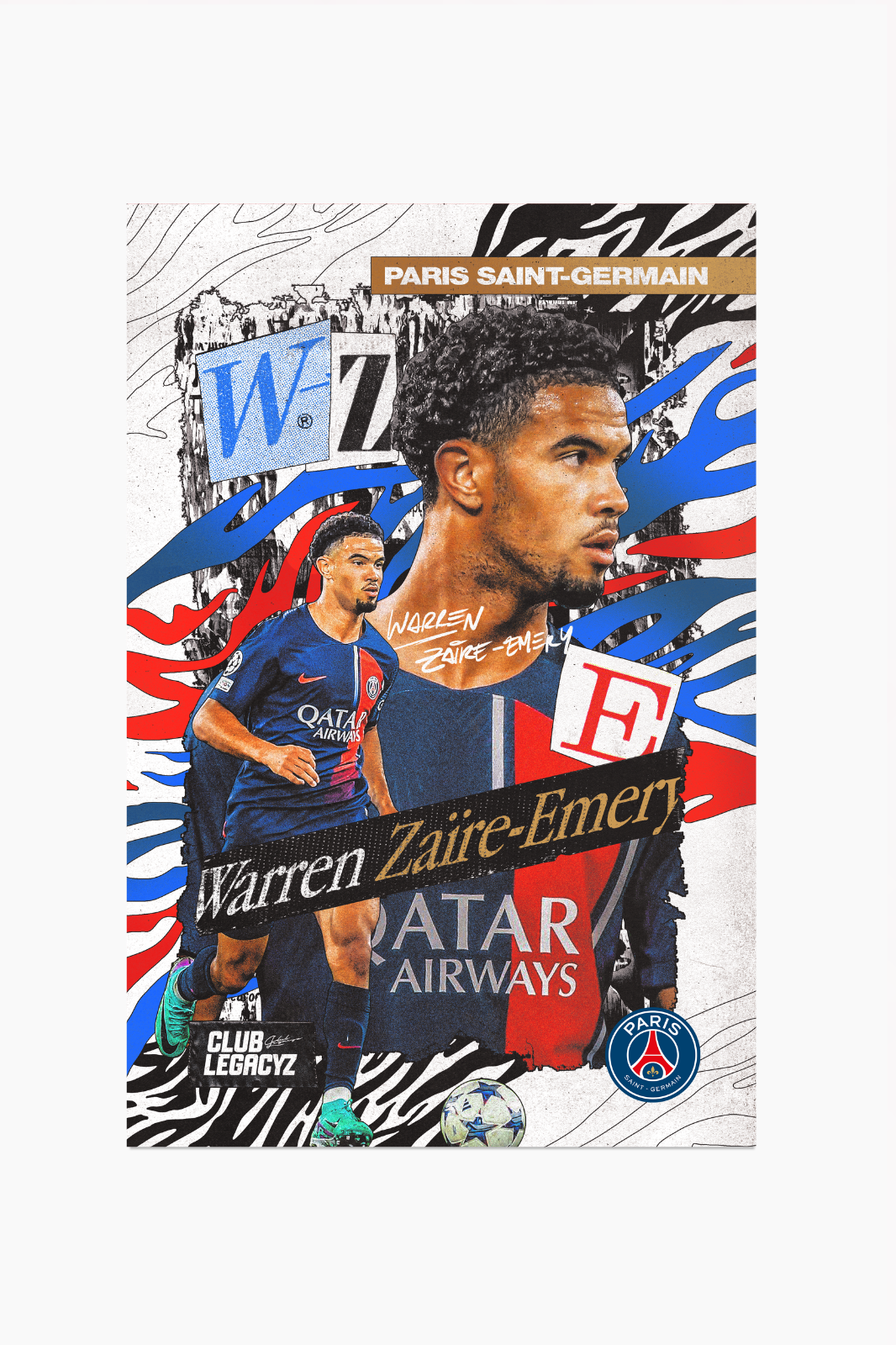 Paris Saint-Germain Print - Mbappé 22-23 joueurs PSG Poster Art