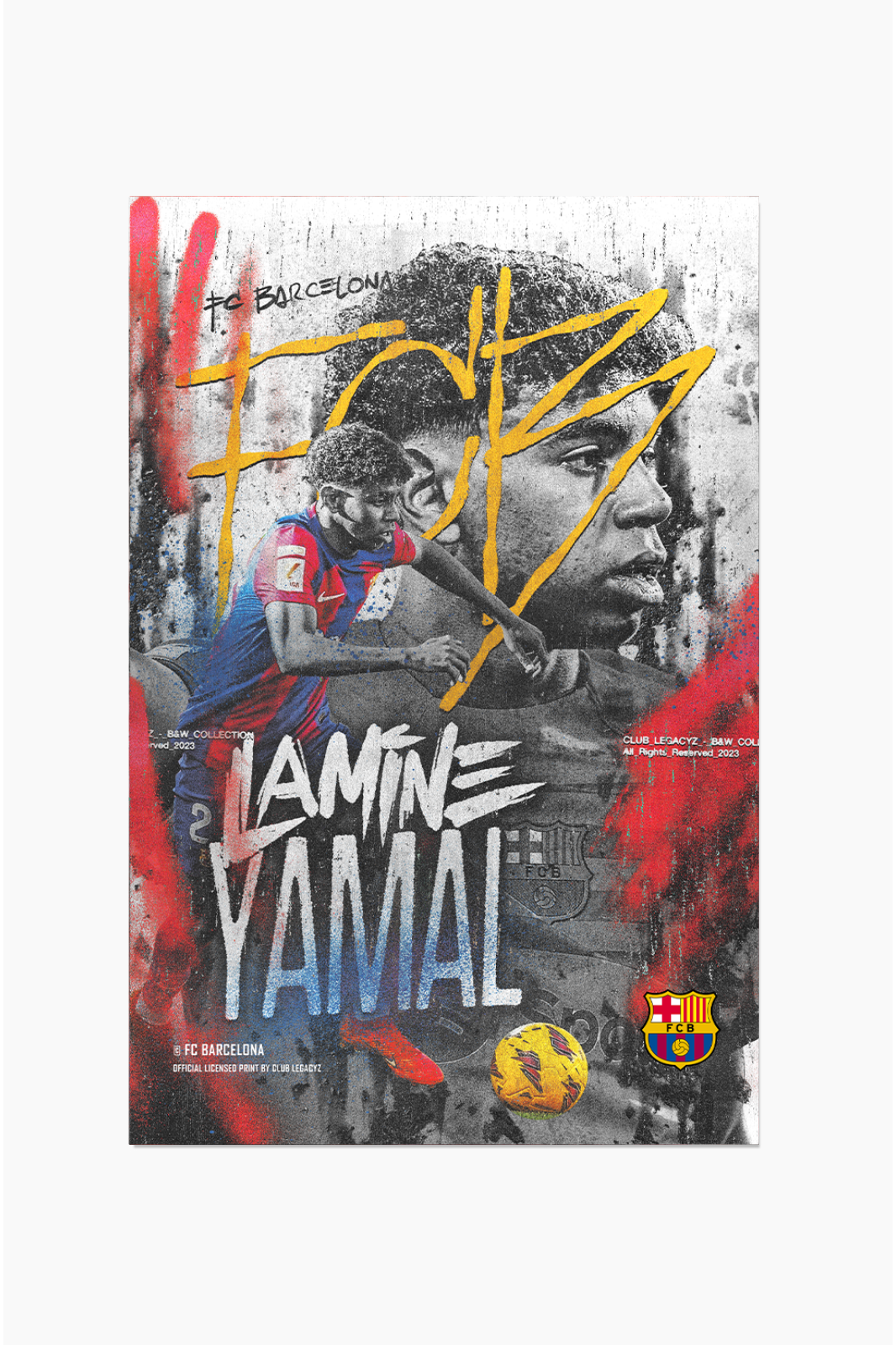 FC Barcelona - Póster Black & White Lamine Yamal 100 ejemplares