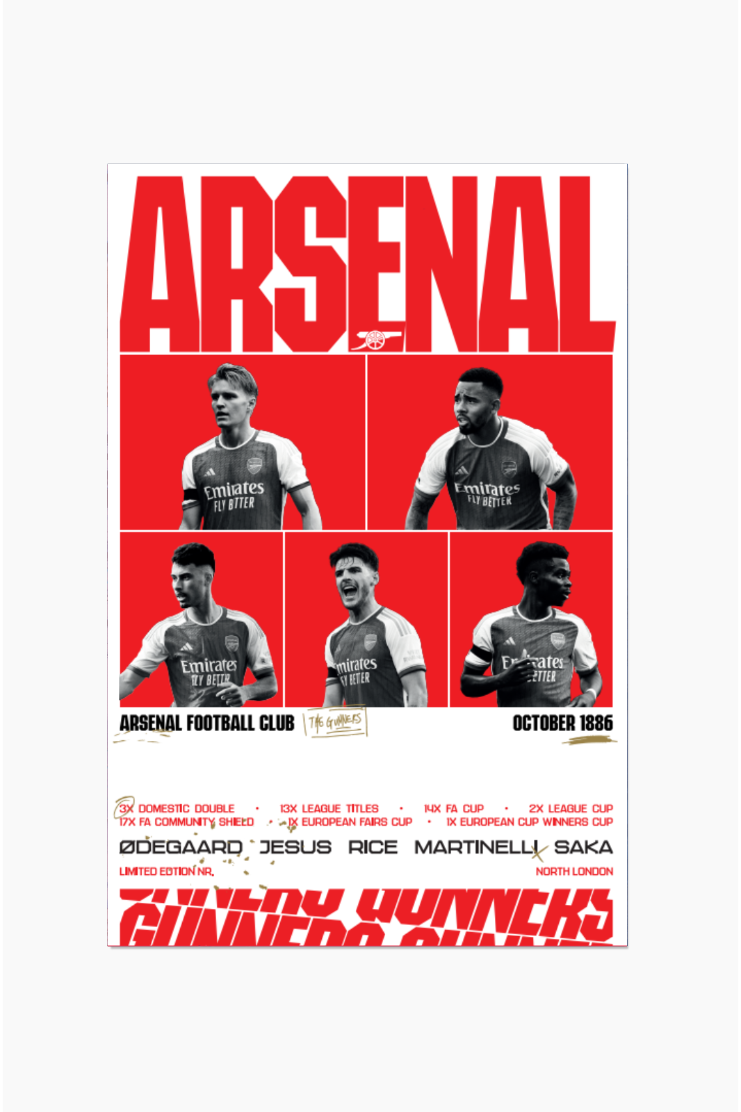 Arsenal FC - Poster Collector White 999 exemplaires
