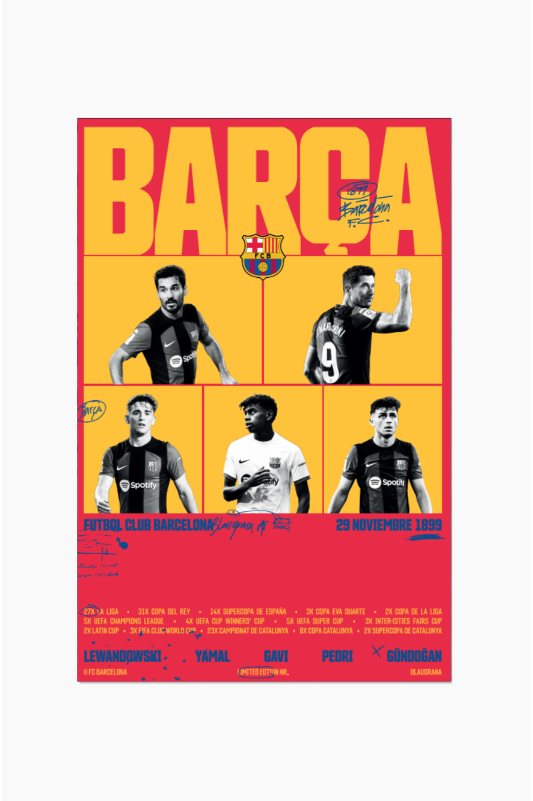 FC Barcelona - Póster Coleccionable Amarillo 999 ejemplares