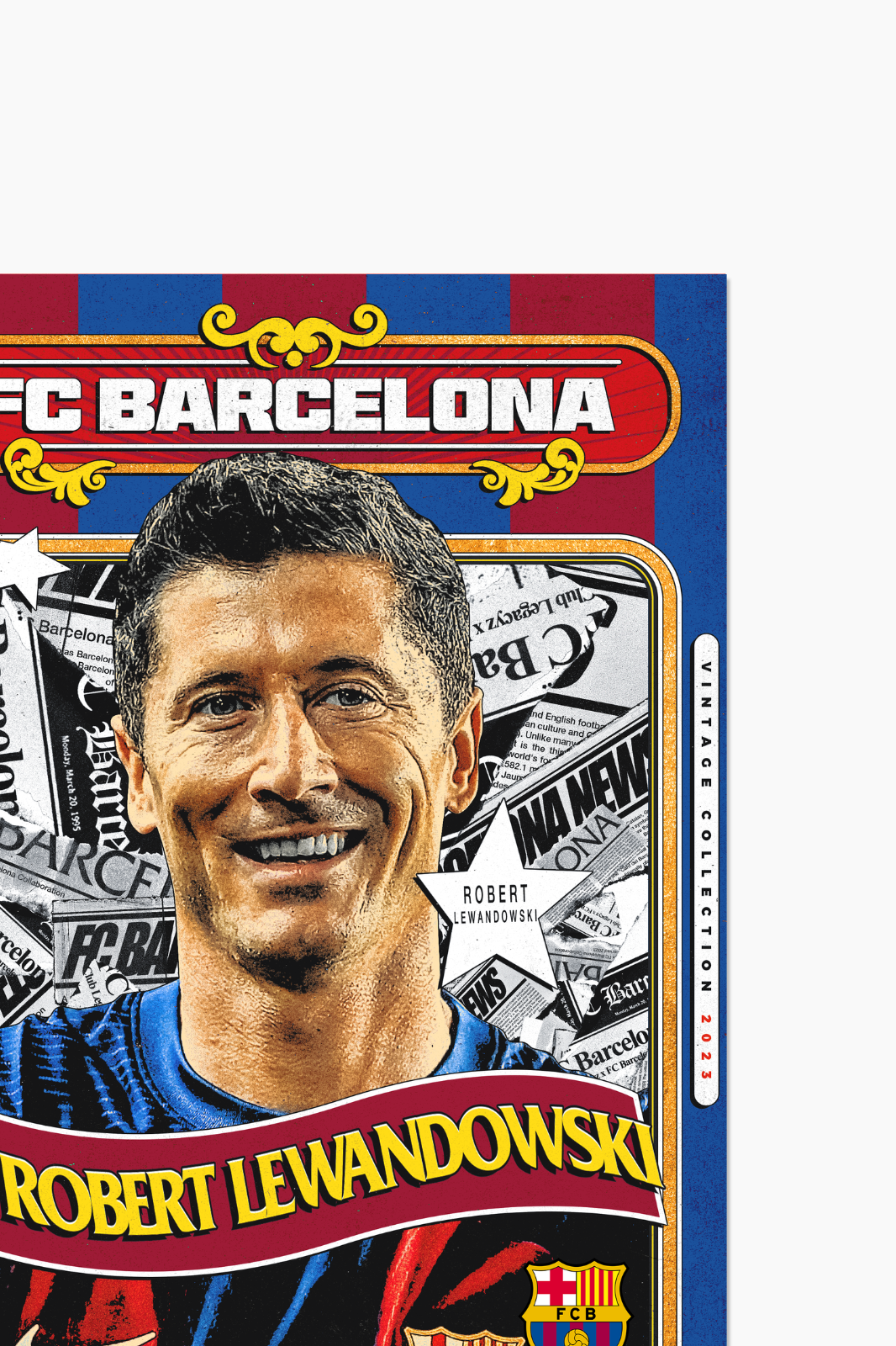 FC Barcelone - Poster Retro Robert Lewandowski 100 exemplaires